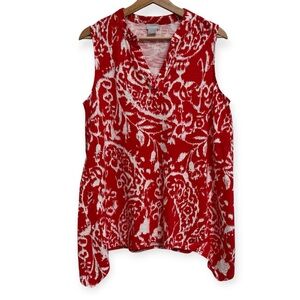 Chico’s Paisley Print Cotton Modal Sharkbite Hem Tunic Top